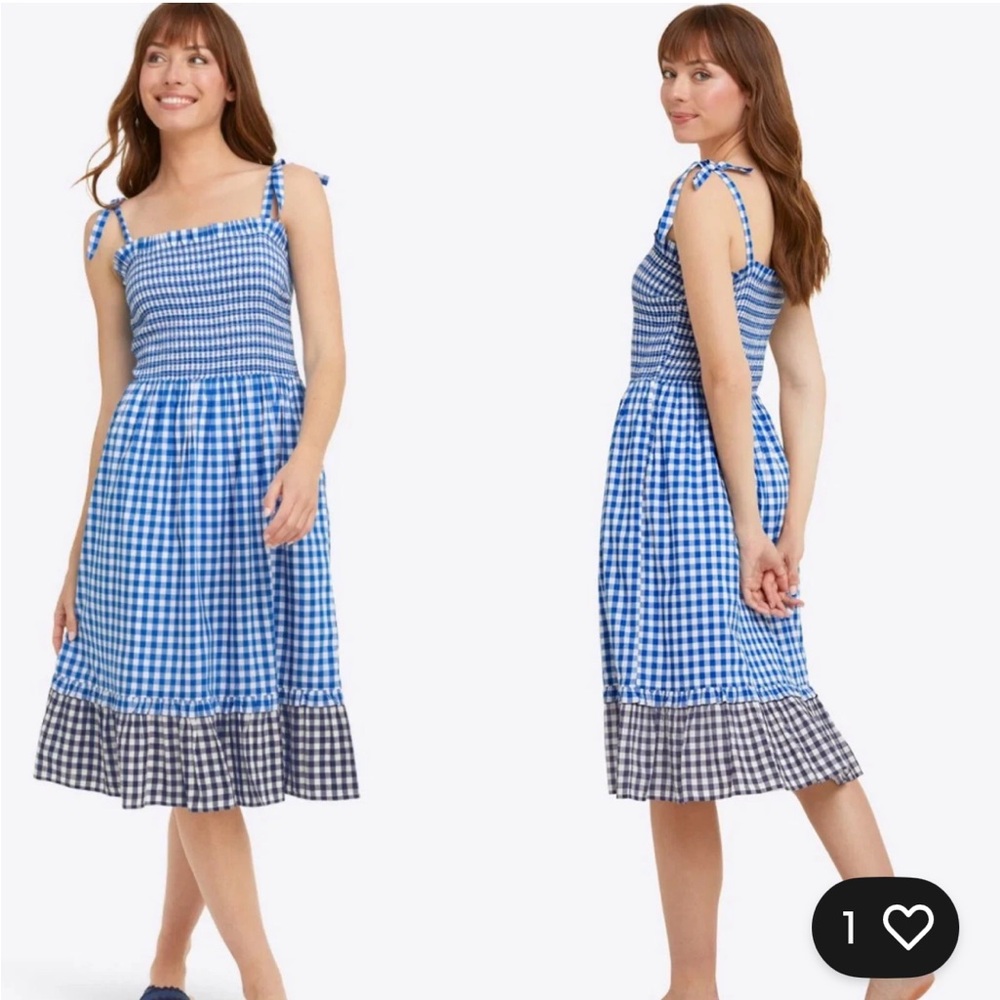 Draper James Blue Gingham Smocked Dress